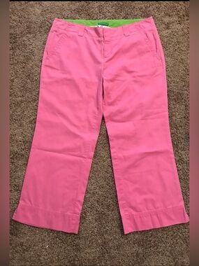 Lilly Pulitzer 6 crop pink khaki pants pockets white tag Palm Beach Fit cotton